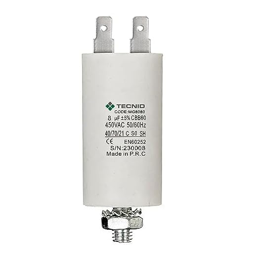 Condensador de arranque para motores eléctricos, 450V, capacidad: 8µF, 4 pines / M8