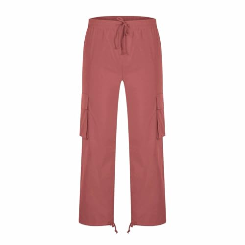 CHUNOTU - Pantalones cargo para hombre, casuales, tácticos, de combate, cómodos, con múltiples bolsillos, para senderismo, camping, naranja, 3XL
