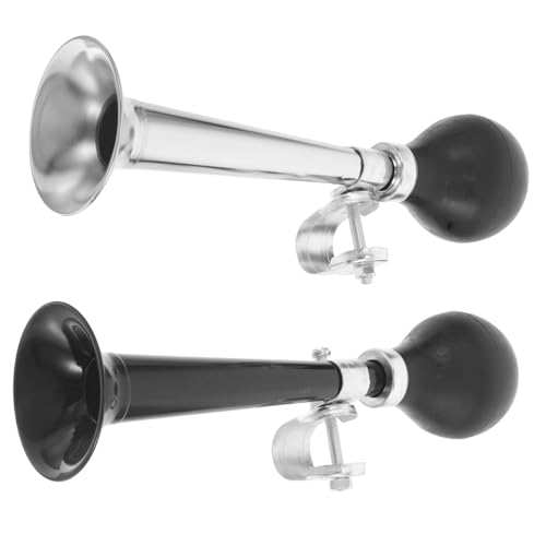 VICASKY 2pcs Retro Metal Plating Bicycle Horn Loud Single Trumpet Air Horn for Mountain Bikes Stylish Alarm Accessory for Outdoor Cycling Easy Tool Installation