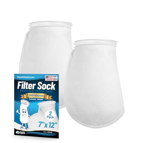Aquatic Experts 7 inch Ring Filter Socks 200 Micron, Filter Socks for Saltwater Aquarium, Sump Filter Sock, Felt Aquarium Socks, Reef Filter Sock (2 Pack, 7' x 12')