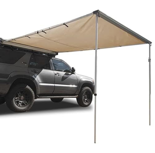 HNBYLMM Vehicle Awning, Aluminium Rooftop Pullout Retractable Awning, Weatherproof Car Awning for Camping, Car Side Awning for Jeep/SUV/Truck/Van,3X3M