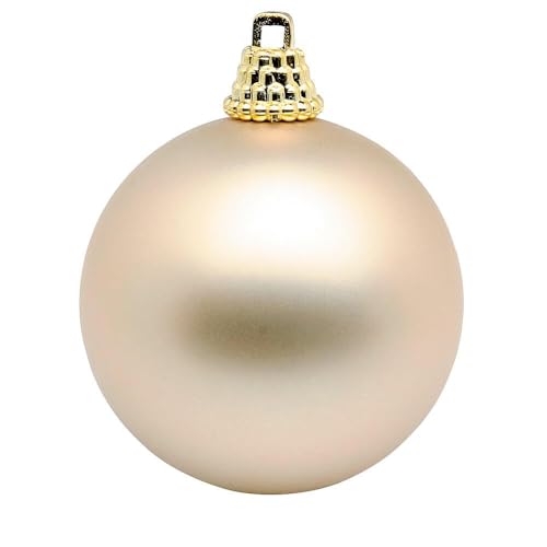 Deco Woerner Matte, Champagner Weihnachtskugeln aus Plastik, 10 cm Ø - 6 Stück