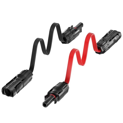 JXMXRPV Flat Solar Cable Connector,1 Pair Flexible Flat Solar Power Extension Wires for RV Balcony Photovoltaic Solar Panels, Through The Door and Window Without Drilling (1.15FT)