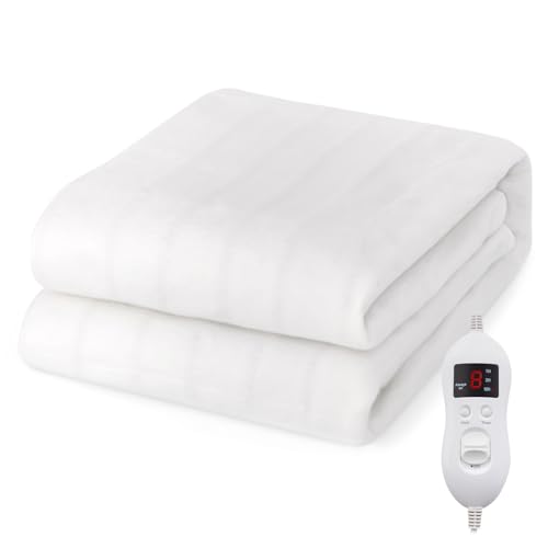 RELAX4LIFE Heated Mattress Pad, Electric Heating Bed Warmer with Single/Dual Control, 8 Heat Settings, Overheat Protection, Machine Washable Fitted Heated Underblanket (Single-190 x 90cm)