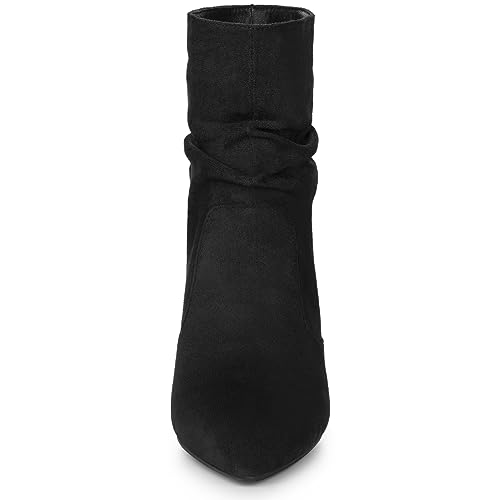Allegra K Allegra K Women's Slouch Pointy Toe Sock Boots Stiletto Heels Black Ankle Boots 6 M US