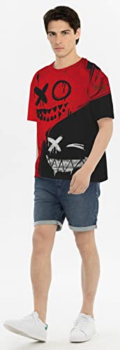 Keasmto Mens T Shirts Casual Stylish Summer Cool Shirt Graphic Short Sleeve Fashion Tees T-Shirts Tops Black Red XL