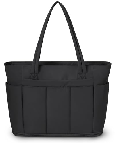 Borsa Tote Donna con Cerniera, Borsa Università Donna Espandibile, Modello Imbottito con Laptop 15,6” e Borsa per Scarpe, Ideale per Lavoro, Studio, Palestra e Viaggio, Nero (Brevetto in corso)
