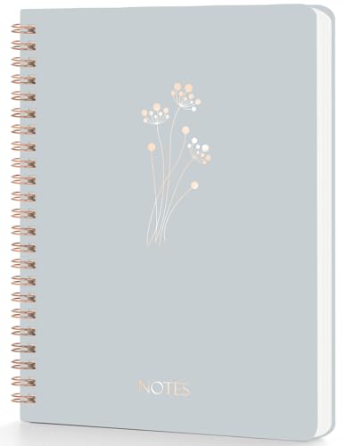 waliwalili Aesthetic Spiral Notebook Journal for Women, College Ruled Notebooks for School or Work, 6x8 a5 Note Book with 160 Lined Pages And Large Pockets for Journaling (Cyan)