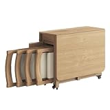 Genérico Juego de Mesa de Comedor Plegable con 4 sillas, Mesas de Comedor Extensibles de Madera con Patas Ajustables, Mesas de Cocina abatibles para 6-8 Personas