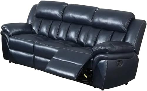 Image of Torque - Jerry 3 Seater Leatherette Manual Recliner | Recliner Sofa /Chair for Living Room, Bedroom, Office (Navy Blue) | 1 Year Warranty