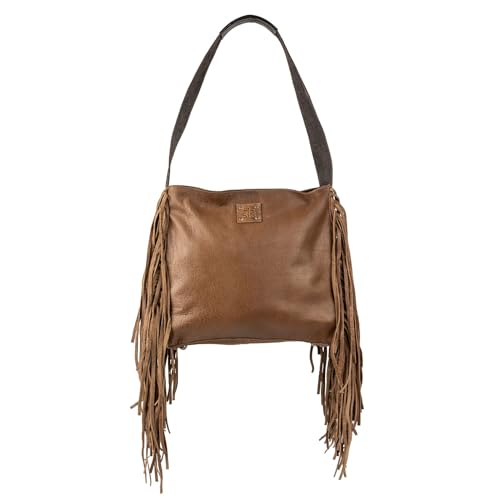 STS Ranchwear Womens Boho Cowgirl Faye Fringe Brown/Tan Leather Handbag Bag OS