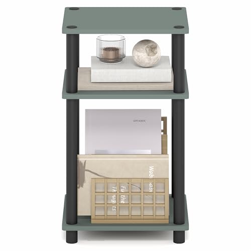 Image of Furinno JUST Side Table, 3-Tier End Table, Open Shelves Night Stand, Bedside Table, Toolless Assembly, for Living Room, Bedroom, Bathroom, Sage Green