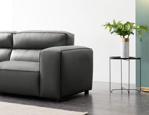 Image of Fabrique Georgia Leatherette 3 Seater Sturdy Look Sofa Set with Puffy | Premium Luxuries & Comfortable Furniture Perfect for Home Guests Office & Living Room | Wwith Moveable Headrest | Cement Grey1