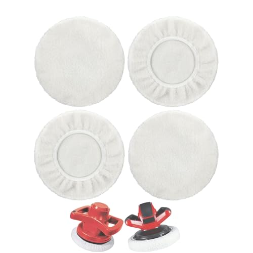 4 Pcs Bonnet de polissage, Bonnet de polissage, Pour Lustreuse Polisseuse Voiture Einhell CE-CB 18/254 Li & Einhell CC-PO 90, Laine d'Agneau Pad Polissage, Pour 220-250...