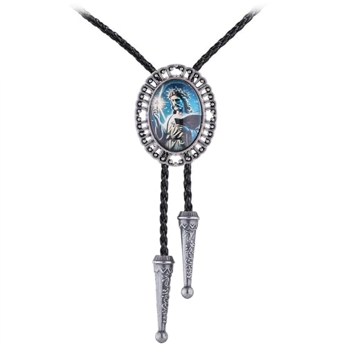 Image of Jeilwiy Bolo Tie for Men Western Cowboy Gothic Bolo Tie Necklace Halloween | Glow in Dark Bolo Tie for Men Women, 3D Halloween Bolo Tie, Gothic Western Ties, String Ties for Men Rodeo Leather Necktie