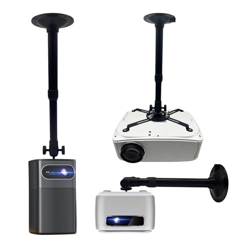 Upvera Support Vidéoprojecteur Plafond Réglable 28–42 cm – Support Mural/Plafond Universel pour Projecteur et Mini Vidéoprojecteur, Rotation 360°,...