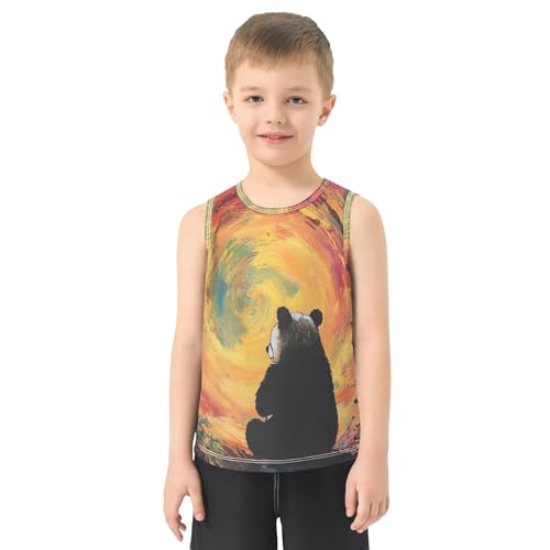 Boys Tank Top Shirts Panda Colorful Tie Dye Sleeveless T-Shirts Crew Neck for Kids Clothing Children2