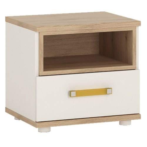 Furniture To go  Mesilla de Noche con 1 cajón, Madera, Color Blanco Brillante