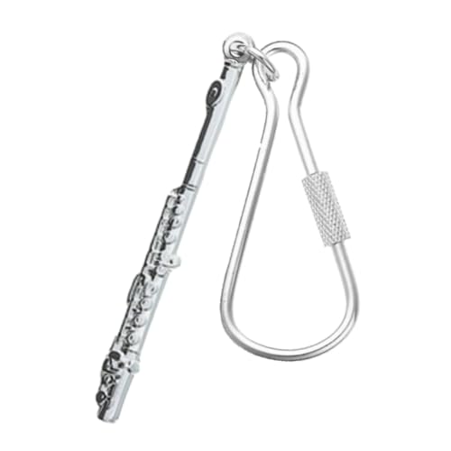Alberts Gifts Music Silver Flute Keychain/Silver Flute Keychain with Screw Lock Clip