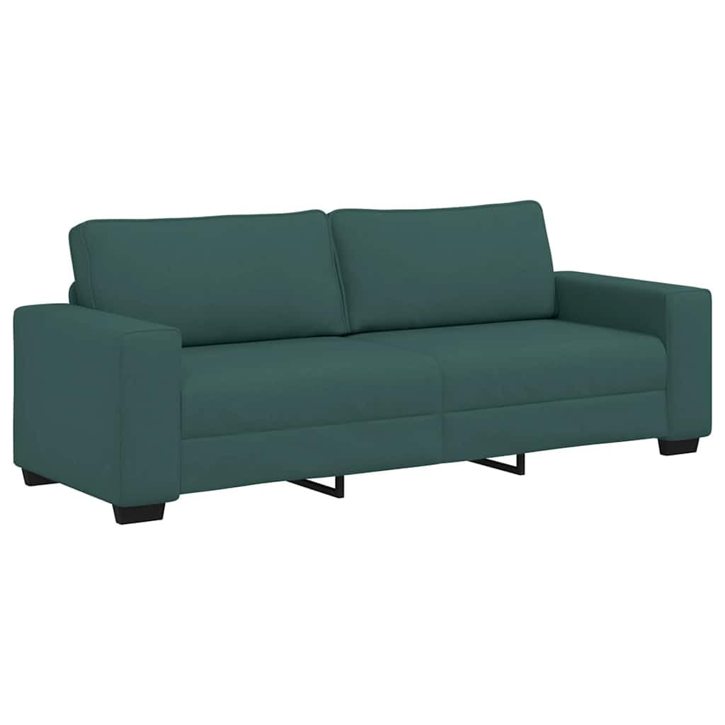 Juego de sofá de 3 piezas con cojines, tela verde oscuro, incluye 2 plazas, 3 plazas y sillones, estructura resistente, cojín cómodo, ideal para sala de estar, habitación de invitados u
