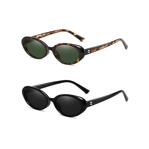 Retro Small Oval Sunglasses for Women Trendy 90s Vintage Shades Small Face Narrow Style