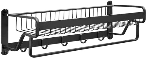 Porte-serviettes mural avec étagère en aluminium pour optimiser le rangement du bain