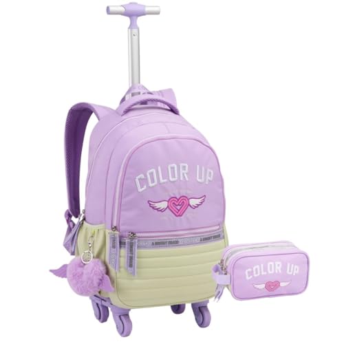 Kit Mochila De Rodas e Estojo 360º Com Compartimento Para Notebook Lilas