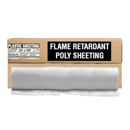 Aluf Plastics 6 MIL Thick Extra Strong Heavy Duty Fire Retardant Clear All Purpose Vapor and Moisture Barrier Sheet Tarp/Drop Cloth - 20" x 100' - For Painting, Furniture, Carpet, &amp; Contractor