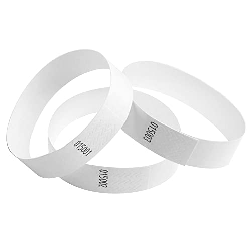 100 Papier-Armbänder aus Tyvek, 19 mm für Events, Festivals, reißfest, in 12 Farben erhältlich 19mm (weiß)