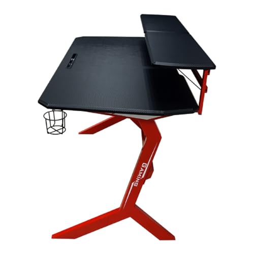 LC POWER GAMING DESK BLACK/RED CARBON METAL FRAME RED, 92,5 X 130 X 70, - Scrivania Gaming - Immagine 5