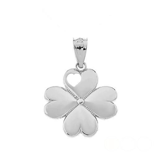 Claddagh Gold Elegant 925 Sterling Silver Irish Luck 4-Leaf Heart Clover Charm Pendant