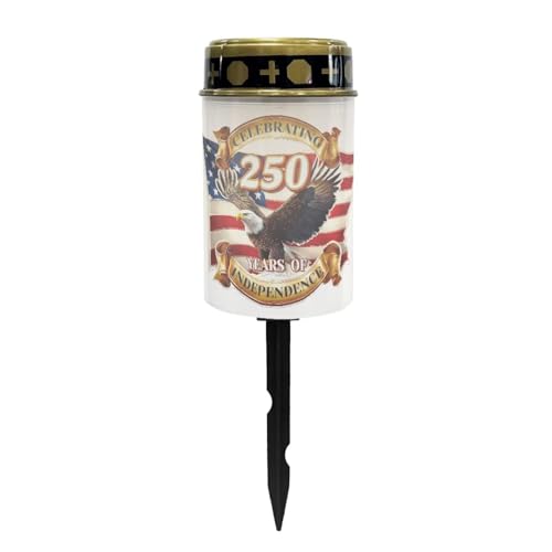 Image of Poceacles Eagle USA Flag 250th Print Solar Lights 4th of July Decorations Outdoor Waterproof Grave Lights for Cemetery LED Flameless Candle Cemetery Solar Pillar Candles Outdoor Decor