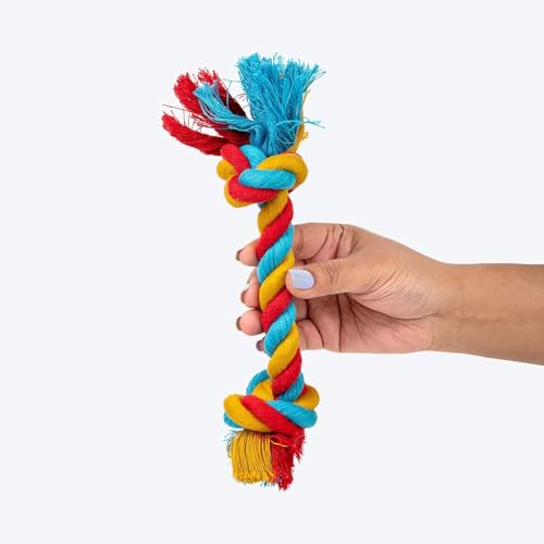 Image of Tail Dog Toys + Dog Chew Toys + Puppy Teething Toys + Rope Dog Toy + Dog Toys for Small to Medium Dog Toys + Dog Toy Pack + Tug Toy + Dog Toy Set + Washable Cotton Rope for Dogs (2 Knot Rope)