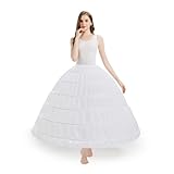 YLMTOP Women's Full Shape 6 Hoop Petticoat Underskirt Slip Crinoline for Wedding Dress Ball Gown YPT306-WH