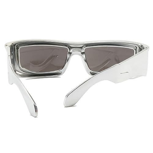 Y2K Sports Sunglases for Women Men Vintage Silver Mirrored Square Shades Eyewear Unisex Party Lady Sun Glasses UV4004