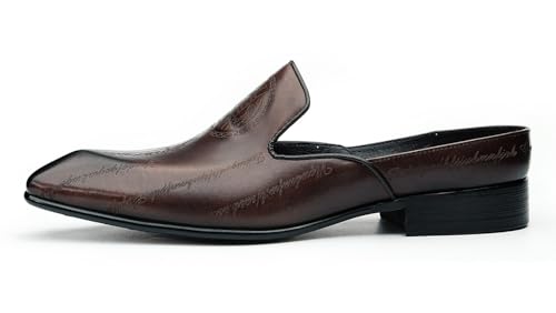 Santimon Mens Slippers Casual Dress Mules Slip On Loafers Fashion Business Formal Leather Open Back Sandals Summer Shoes for Men2