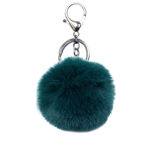 Unpafcxddyig Pom Pom Keychain Artificial Fur Ball Keychains Fluffy Tote Pendant Car Bag Charm,dark green