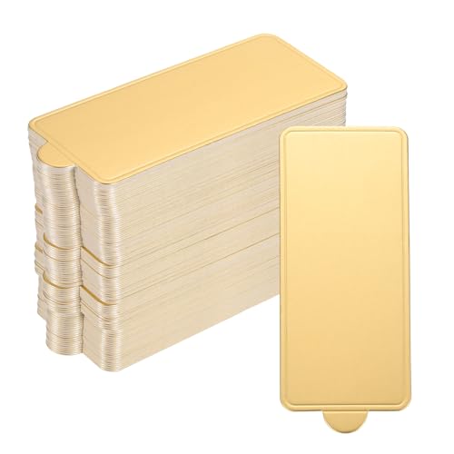 Mini planches à gâteaux en carton mousse doré pour base de desserts et cupcakes rectangulaires - 2