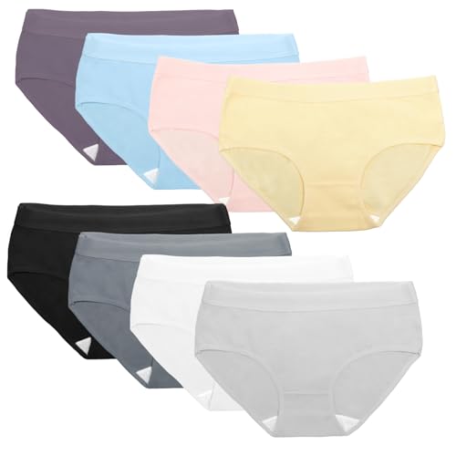 8 Pack Teen Girl Underwear Solid Color Girls Cottons Underwear Teen Panties Briefs