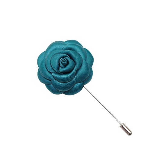 4.5cm TINY ROSE Flower Pin Brooch By NhanDo Handmade – Flower Brooch Pin for Women and Men, valentines day gifts, Handmade Gift For Her, Gift for Mother Day, Gift For Teacher Day (Teal)