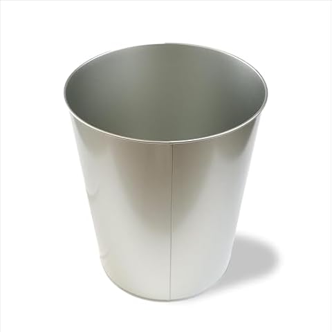 Shirin Packaging Metal Trash Can Small Metal Trash Can for Office Stainless Steel Bathroom Trash Can Garbage Recycle Bin Office Trash 9.4" x 9.4" x 10.9" Diameter 22cm - 8.6" (1) Cover