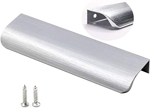 Image of Goldenwarm 50 Pack Brushed Nickel Cabinet Pulls 5 Inch Finger Pulls for Cabinets Edge Pulls Silver Kitchen Hardware for Dresser Drawers,Aluminum Alloy