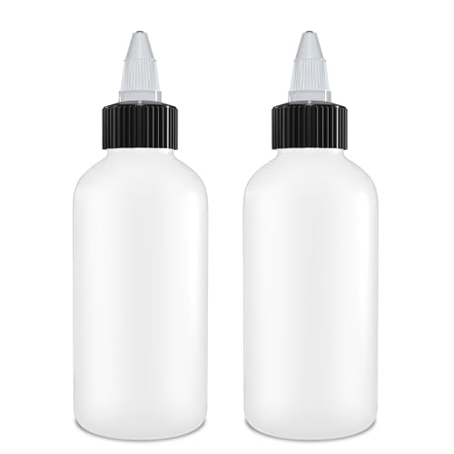 BRIGHTFROM Twist Top Applicator Bottles Squeeze 4 OZ Empty Plastic Bottles Refillable Black Open/Close Nozzle - Multi Purpose (Pack of 2)
