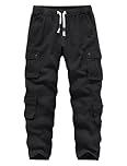 APTRO Cargo Combat Trousers for Men Camo Tactical Mens Trousers Work Trousers Cotton Joggers with Multiple Pockets Black XXL