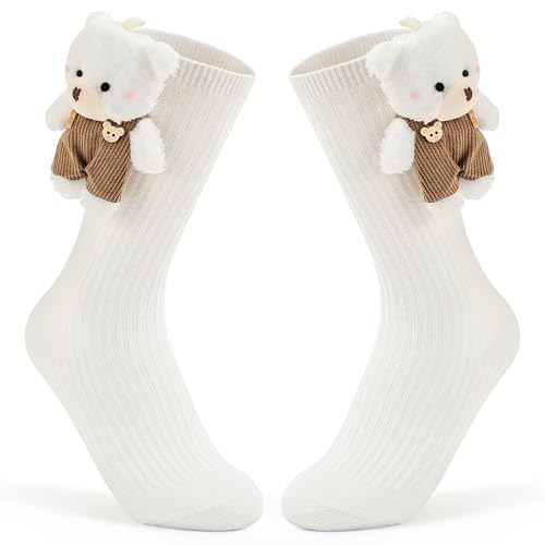 Jeasona Crazy Socks for Kids Bear Animal Silly Kawaii Wacky Cute 3D Funny Novelty Cotton Crew Socks for Boys Easter Boys Birthday Gifts Down Syndrome Day Presents Crazy Accessories Bear Paw Ideas