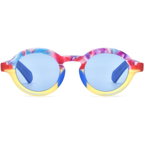 Image of HEPIDEM Matte Acetate Vintage Retro Round Polarized Sunglasses for Women 9270T