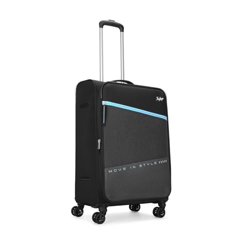 Image of Skybags Genesis Medium Size Soft Luggage (69Cm) | Soft Luggage Trolley with 8 Wheels and 3 Digit Combination Lock | Black | Unisex