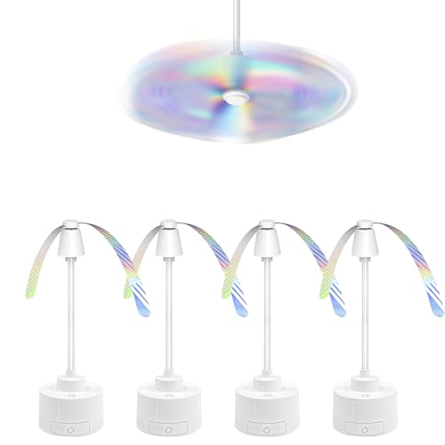 Ventilador Repelente De Moscas, 4Pcs Controlador De Trampas Para Mosquitos Con Cuello De Cisne Flexible De 360°, Luz LED Eliminación Física De Insectos Con Gancho Para Colgar Ideal Para Fiestas BBQ