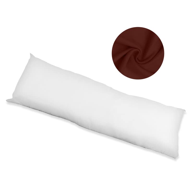 Nod Off Bolster Pillow with Free Case Hypoallergenic Ultra Soft Hollowfiber Filling Long Pregnancy Full Body Pillow for Maternity Support and Side Sleeper (Burgundy, King)