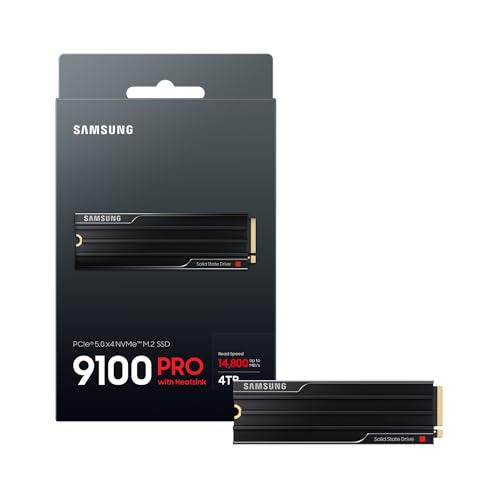 Image of Samsung Memory MZ-VAP4T0CW 9100 PRO Internal SSD with 4TB Heatsink, PCIe 5.0 x4, NVMe 2.0, SSD Designed for Professionals and Gamers, Compatible with PC and PlayStation 5